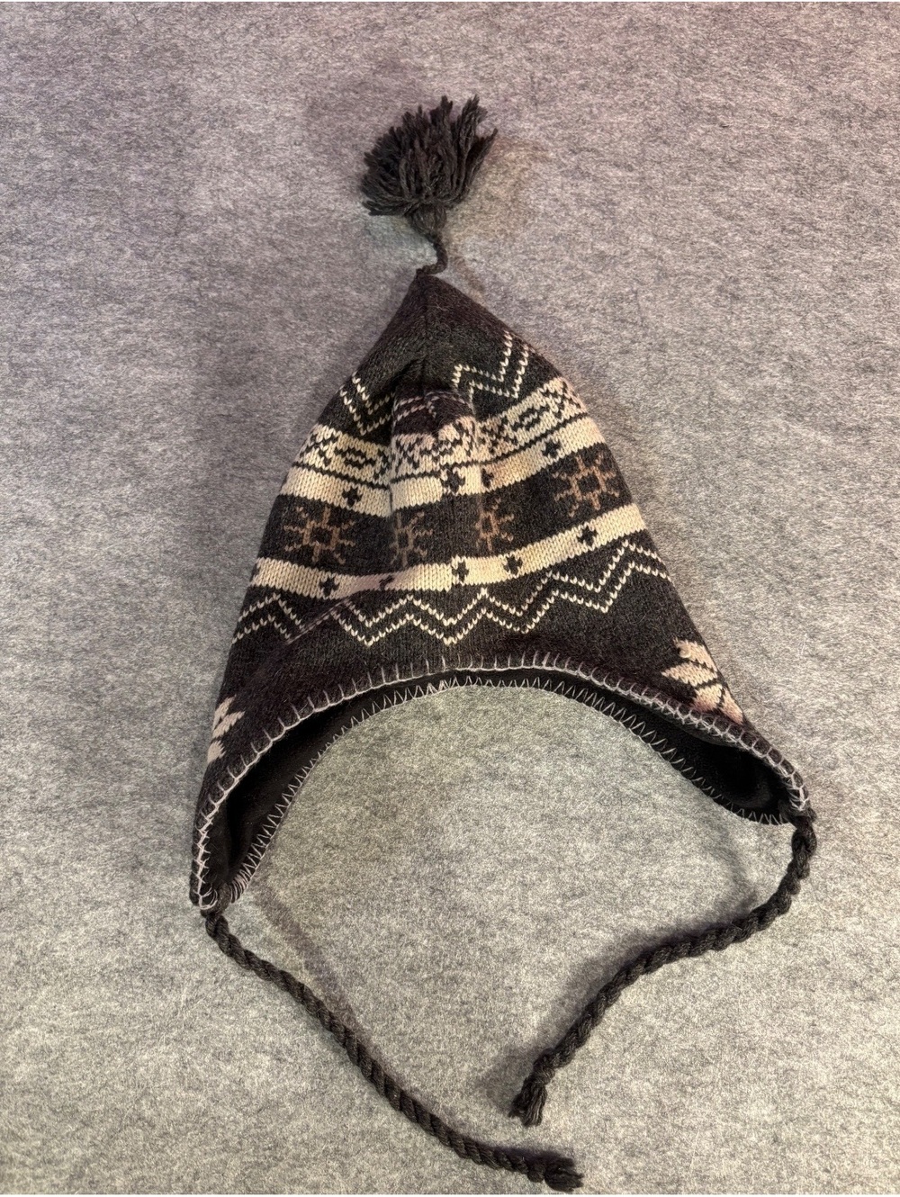 Jacob Ash Peruvian Style Knit Winter Hat with Ear Flaps and Fleece Lining